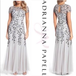 Adrianna Papell Women’s floral beaded godet gown